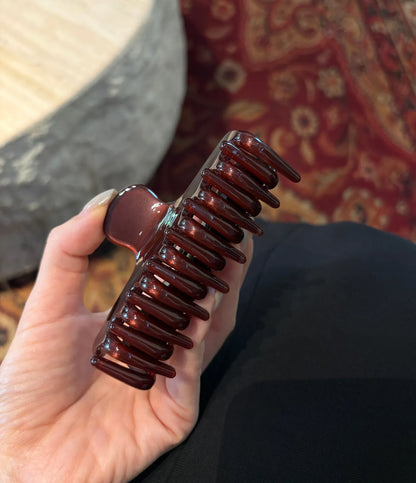 Burgundy Cellulose Acetate Hair Claw Clip