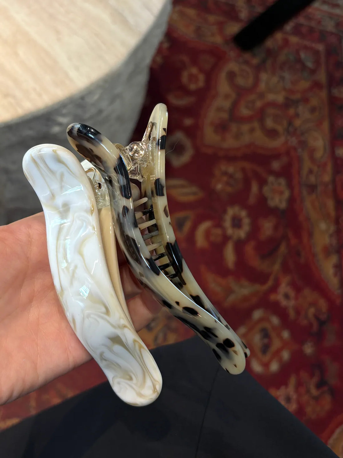 Glossy Marble & Tortoiseshell Banana Hair Clip