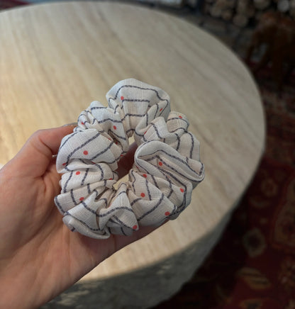 Orange Striped Dot Linen-Blend Scrunchie